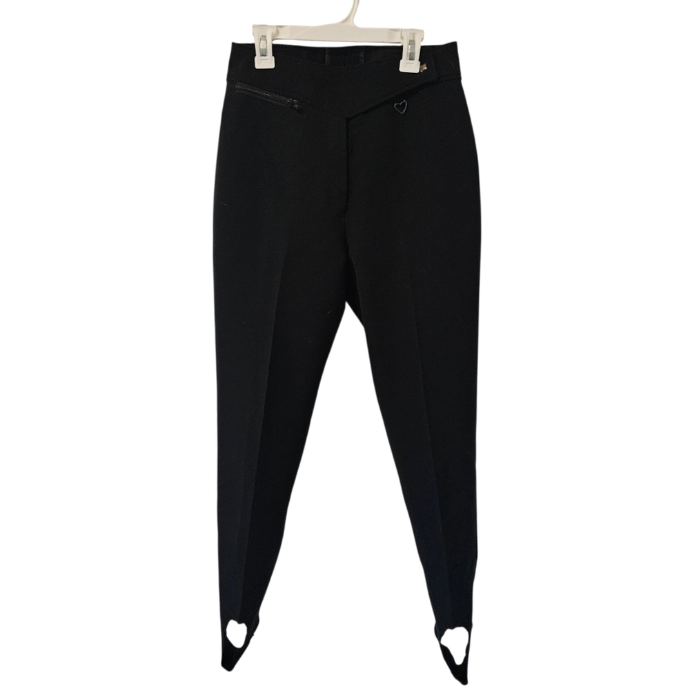 Obermeyer Ski Pants Women's 8R Stirrup Black Wool Nylon 80’s Retro Vintage‎